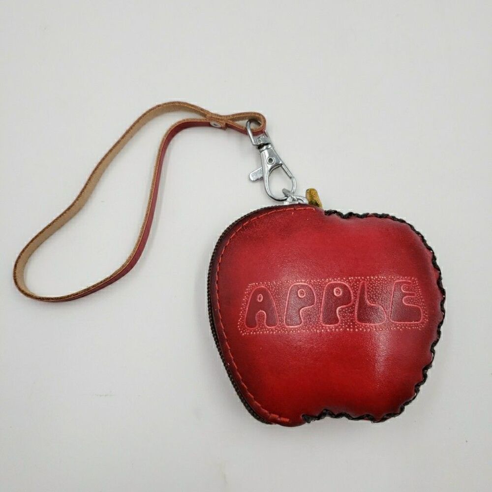 Apple Coin Purse Leather Fruit Mini Wallet Wristlet Keychain Cute Zipper Pouch - Picture 13 of 13